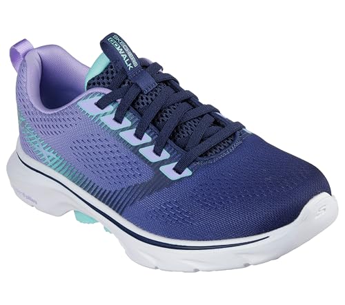 Skechers Damen Go Walk 7 Hailey Sneaker, Navy Textile/Aqua Trim, 40.5 EU von Skechers