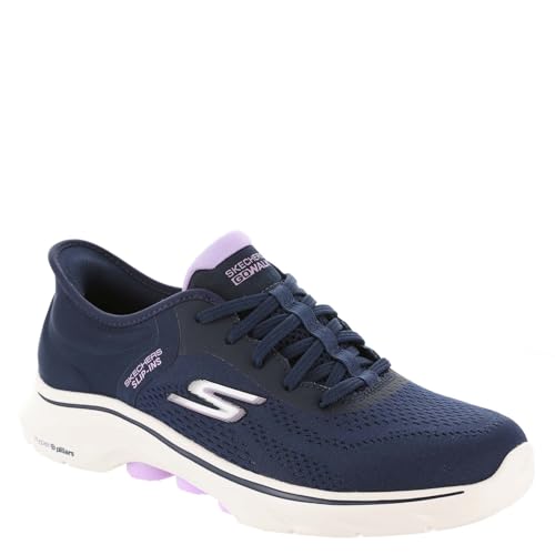 Skechers Damen Go Walk 7 Valin, Navy Textile/Lavender Trim, 41 EU von Skechers