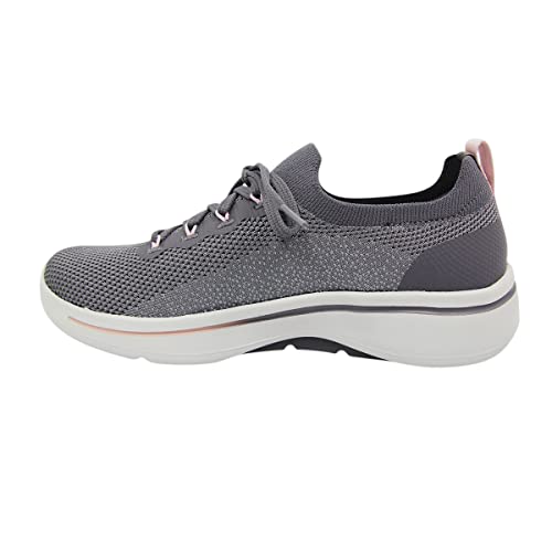 Skechers Damen Go Walk Arch Fit Clancy Sneaker, Gray Textile/Pink Trim, 38.5 EU von Skechers