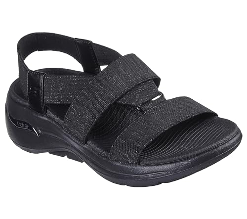 Skechers Damen Go Walk Arch Fit Pleasant Sandale, Schwarz/Schwarz, 38 EU von Skechers