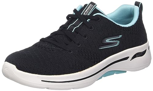 Skechers Damen Go Walk Arch Fit Unify Sneaker, Schwarz/Aqua, 36.5 EU Weit von Skechers