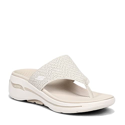 Skechers Damen Go Walk Arch Fit Weekender Sandale, Natural Textile, 37 EU von Skechers