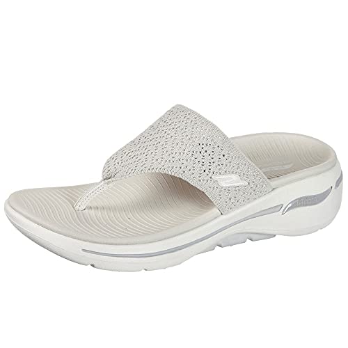 Skechers Damen Go Walk Arch Fit Weekender Sandale, Natural Textile, 39 EU von Skechers