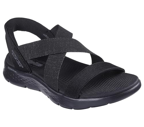 Skechers Damen Go Walk Flex Glimmer Up Hands Free Slip-ins Sandale, Schwarz/Schwarz, 40 EU von Skechers