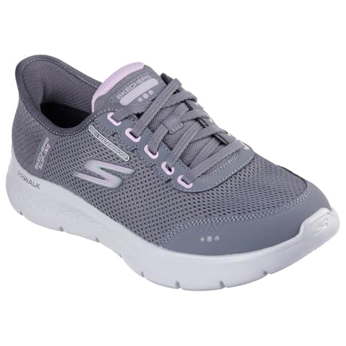 Skechers Damen Go Walk Flex Clear Creek Sneaker, Charcoal Textile/Lavender Trim, 40.5 EU von Skechers