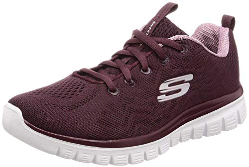 Skechers Damen Graceful Get Connected Sneaker, Wine Mesh/Lavender Trim, 36.5 EU von Skechers
