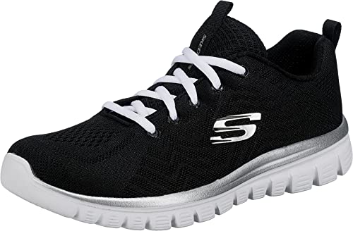 Skechers Damen Graceful Get Connected Sneaker,Black Mesh White Trim, 36.5 EU von Skechers