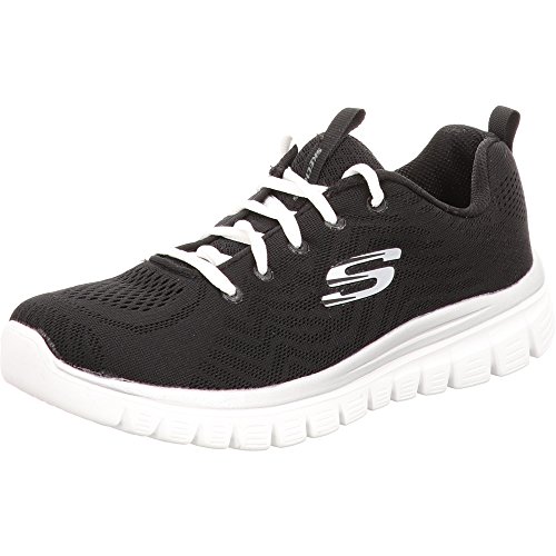 Skechers Damen Graceful Get Connected Sneaker,Black Mesh White Trim, 37 EU von Skechers