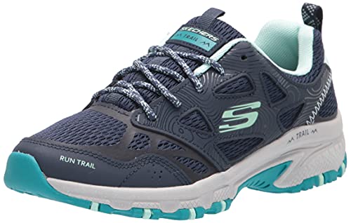 Skechers Damen Hillcrest Pure Escapade Walking-Schuh, Navy Leather Mesh Turquoise Trim, 38 EU von Skechers