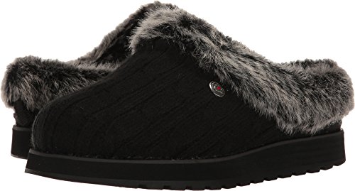 Skechers Damen Keepsakes Ice Angel Hausschuh, Black Cable Knit Sweater/Faux Fur Trim, 36 EU von Skechers