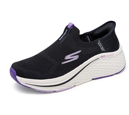 Skechers Damen Max Cushioning Elite 2.0 Eternal Hands Free Slip Sneaker, Schwarz/Violett, 38.5 EU von Skechers