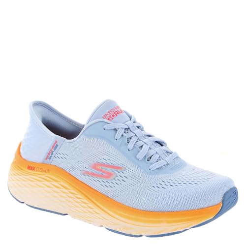 Skechers Damen Max Cushioning Elite 2.0 Solace, freihändige Slip-Ins Sneaker, Blau/Orange, 35 EU Weit von Skechers