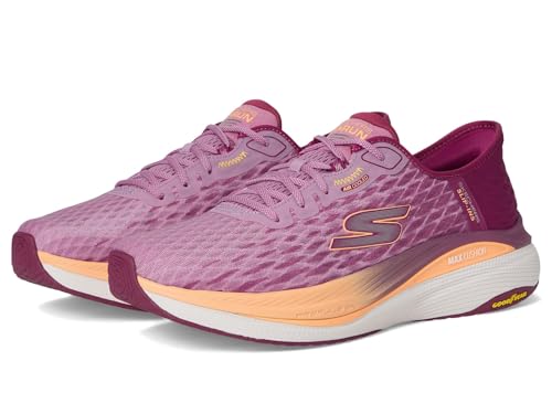 Skechers Damen Max Cushioning Propulsion Vitality Sneaker, Raspberry Textile/Orange Trim, 37.5 EU von Skechers