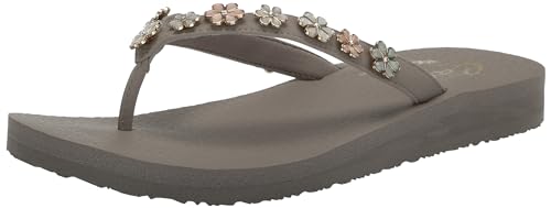 Skechers Damen Meditation-Daisy Crush Flipflop, Taupe Multi, 38 EU von Skechers