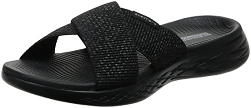 Skechers Damen On-The-go 600-Glistening Schiebe-Sandalen, Schwarz/Schwarz, 40 EU Weit von Skechers