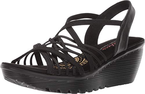 Skechers Damen Parallel-Crossed Wires-Multi Gore Slingback Sandale Keilsandale, Schwarz, 38.5 EU von Skechers