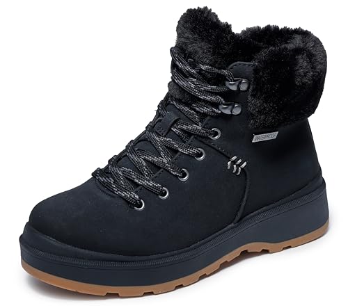 Skechers Damen Park City Stiefelette, Black Duraleather/Faux Fur, 40 EU von Skechers