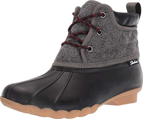 Skechers Damen Pond-Lil Puddles-Mid Quilted Lace Up Duck Boot with Waterproof Outsole Gummistiefel, schwarz anthrazit, 37 EU von Skechers