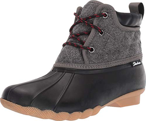 Skechers Damen Pond Lil Puddles Stiefel, mittelhoch, gesteppt, zum Schnüren, mit wasserdichter Laufsohle Gummistiefel, Schwarz/Charcoal, 37 EU von Skechers