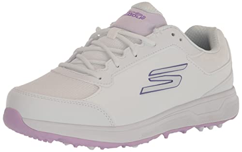Skechers Damen Prime Relaxed Fit Spikeless Golfschuh Sneaker, Weiß/Lavendel, 37 EU von Skechers