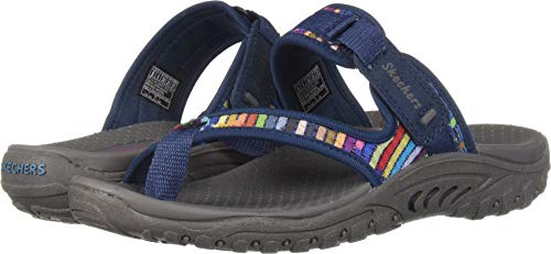 Skechers Damen Reggae-MAD Swag-Toe Thong Woven Sandale, Navy von Skechers