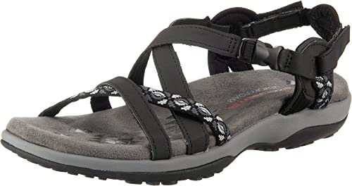 Skechers Damen Reggae Slim Vacay Slingback Sandalen, Black Duraleather/Webbing, 38 EU von Skechers