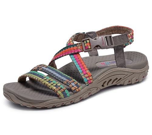 Skechers Damen Reggae Sew Me Slingback im Boho-Stil Sandale, Taupe Multi, 39.5 EU von Skechers