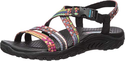 Skechers Reggae Sew Me Boho Woven Strappy Slingback-Damensandalen, Schwarz Multi, 38 EU von Skechers
