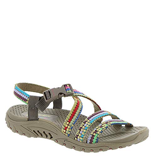 Skechers Reggae Sew Me Boho Woven Strappy Slingback-Damensandalen, Taupe Multi, 39 EU von Skechers