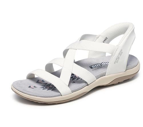 Skechers Damen Reggae Slim-Stretch Flex Hands Free Slip-Ins Sandalen, Weiss/opulenter Garten, 39 EU von Skechers