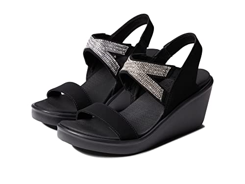 Skechers Damen Rumble ON Chart Topper Slingback Sandalen, Black Mitobuck/Metal/Clear Rhinestone, 38 EU von Skechers