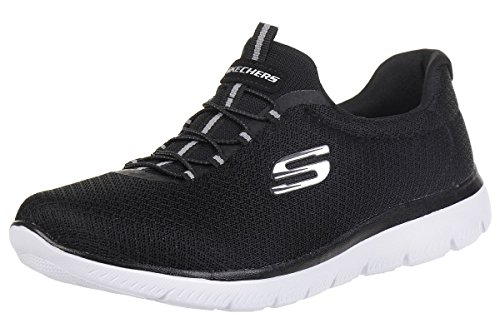 Skechers Damen Schwarz 007 Sneaker, Black White BKW, 40 EU Weit von Skechers