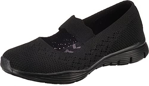 Skechers Damen Seager Power Hitter Mary Jane Halbschuhe, Black Flat Knit, 36.5 EU von Skechers