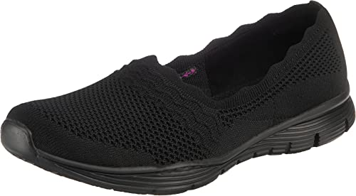 Skechers Damen Seager Umpire Sneaker, Black Flat Knit, 37 EU von Skechers