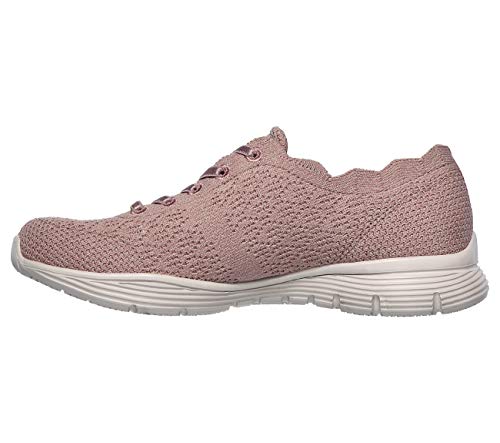 Skechers Damen Seager-Try Outs-Engineered Knit Scalloped Collar Bungee Sneaker, Rosa, 38 EU von Skechers