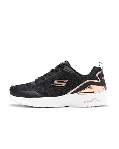 Skechers Damen Skech-air Dynamight The Halcyon Sneaker, Black Mesh Rose Gold Trim, 37 EU von Skechers