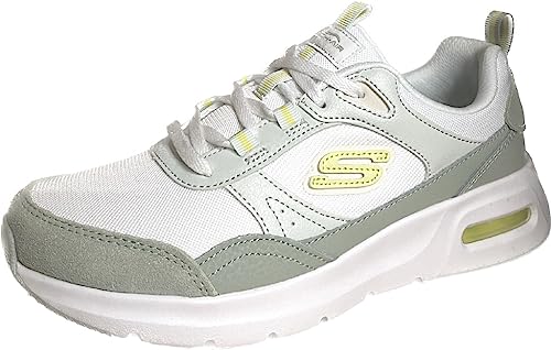 Skechers Damen Skech-air Court Sneaker, Weißes Leder mit Grünem Besatz, 39 EU von Skechers