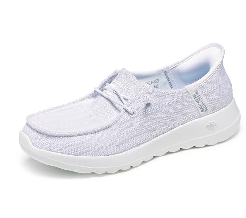Skechers Damen Freihändige Slip-Ins Go Walk Joy Moc Toe Freizeitschuh Sneaker, Weiß/Silber, 39.5 EU von Skechers