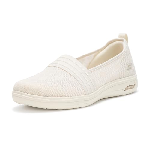 Skechers Damen-Slipper mit Spitze, flach, gebrochenes Weiß, Größe 47 von Skechers
