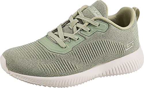 Skechers BOBS Squad Ghost STA Damen,Frauen Halbschuhe,Sportschuhe,Schnürschuhe,atmungsaktiv,Wechselfußbett,straßenschuhe,Grün,42 EU von Skechers