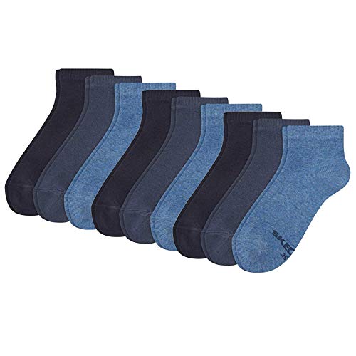 Skechers Damen Socken - Quarter, weicher Baumwollmix, einfarbig, Vorteilspack, 9er Pack (3x 3P), 35-42, Schwarz oder Weiß (35/38-9P, Blau) von Skechers