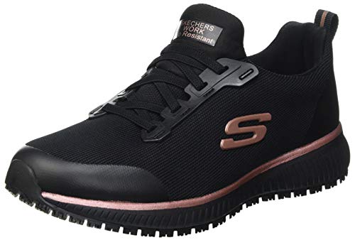 Skechers Damen Squad Sr Sneaker, Black Flat Knit Rose Gold Trim, 37 EU von Skechers