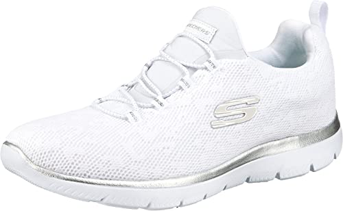 Skechers Damen Summits Leopard Spot Sportschuhe, White Mesh Silver Trim, 39 EU von Skechers