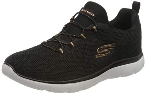 Skechers Damen Summits Leopard Spot sneakers, Black Mesh Rose Gold Trim, 38.5 EU von Skechers