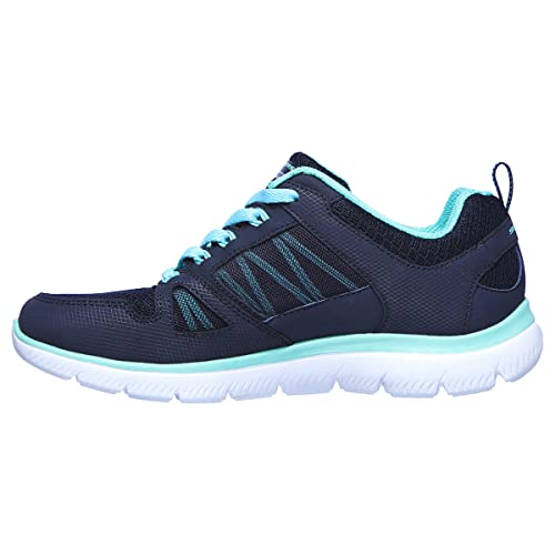 Skechers Damen Summits-New World Sneaker, Blau (Navy Leather/Mesh/Turquoise Trim Nvtq), 37 EU von Skechers