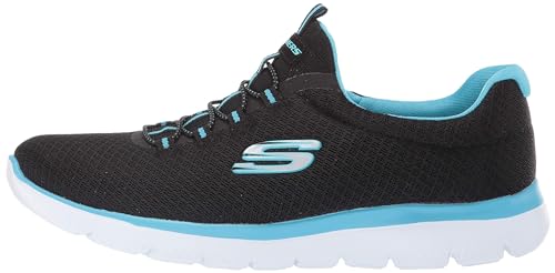 Skechers Damen Summits Sneaker, Black Turquoise Bktq, 38.5 EU Weit von Skechers