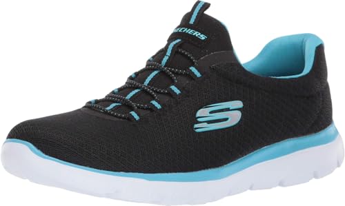Skechers Damen Summits Sneaker, Black Turquoise Bktq, 39 EU Weit von Skechers