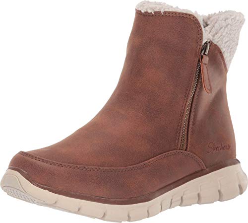 Skechers Damen Synergy Collab Kurzschaft Stiefel, Chestnut Microleather Natural Faux Sherpa, 39.5 EU von Skechers