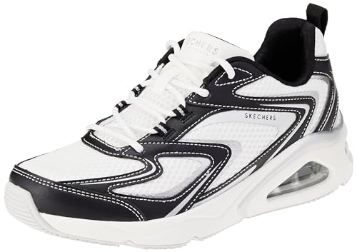 Skechers Herren TRES-AIR Sneaker, Black Duraleather/White Mesh/Silver Hot M, 35 EU von Skechers