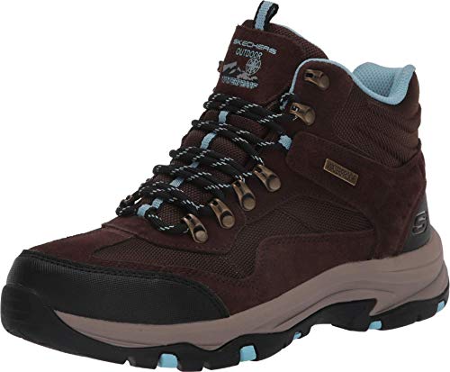 Skechers Damen Trego Base Camp Walking-Schuh, Chocolate Suede Textile Light Blue Trim, 40 EU von Skechers